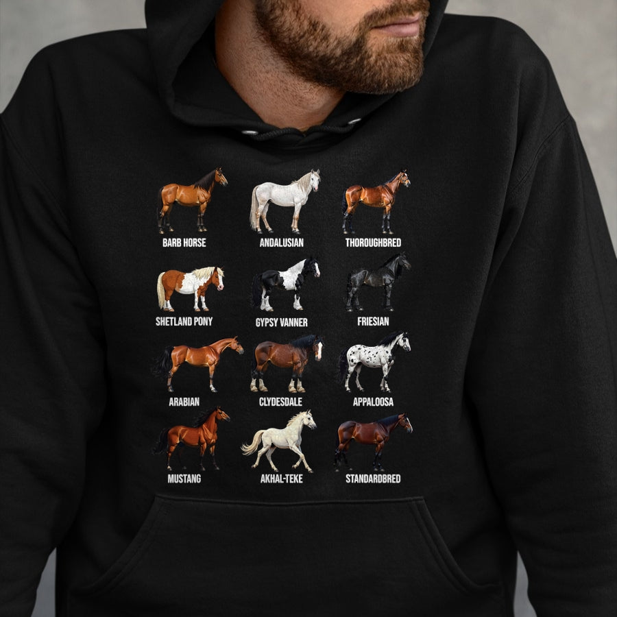Best Horse Lover Shirt , Funny Horse UnisexT-Shirt/Hoodie/Sweatshirt HLT00 - Types of Horses Educational Horse Breeds Boys Girls Kids T-Shirt