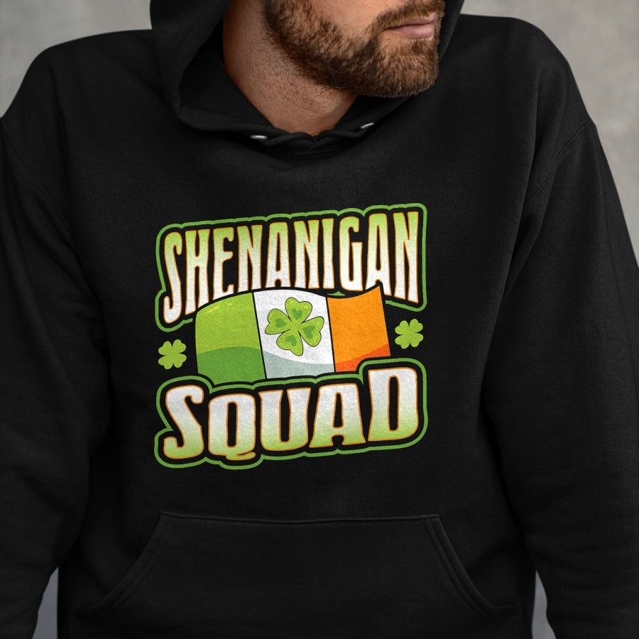 Patrick Day Shirts for Family, Funny Patrick Day shirts, st patrick's day Unisex T-Shirt/Hoodie/Sweatshirt HLT00 - Fun and Crazy Shenanigan Squad St Patrick Day Irish Flag T-Shirt