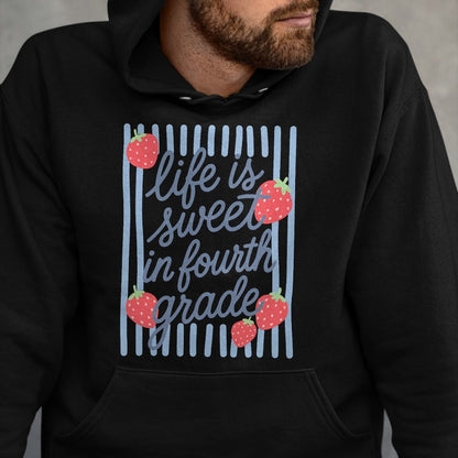 Best Student Shirt, Funny Back To School UnisexT-Shirt/Hoodie/Sweatshirt HLT00 - Striped Fourth Grade Strawberries Teacher Back to School T-Shirt