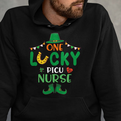 Patrick Day Shirts for Family, Funny Patrick Day shirts, st patrick's day Unisex T-Shirt/Hoodie/Sweatshirt HLT00 - Leprechaun Happy Saint Patrick Day One Lucky PICU Nurse T-Shirt