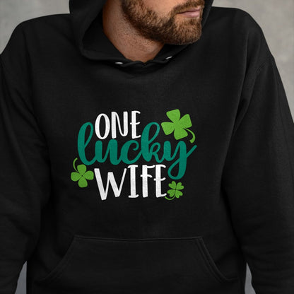 Best Wife Shirt, Wife and Husband Unisex T-Shirt/Hoodie/Sweatshirt HLT00 - Gift for wife T shirt, lucky wife   One Lucky Wife Irish St Patricks Day Womens Girls Funny Gift Lon