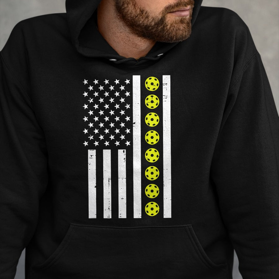 Funny Pickleball Shirt, Pickleball Lover Unisex T-Shirt/Hoodie/Sweatshirt HLT00 - Pickle Ball US Flag Pickleball Patriotic Men Women Kids Boys T-Shirt