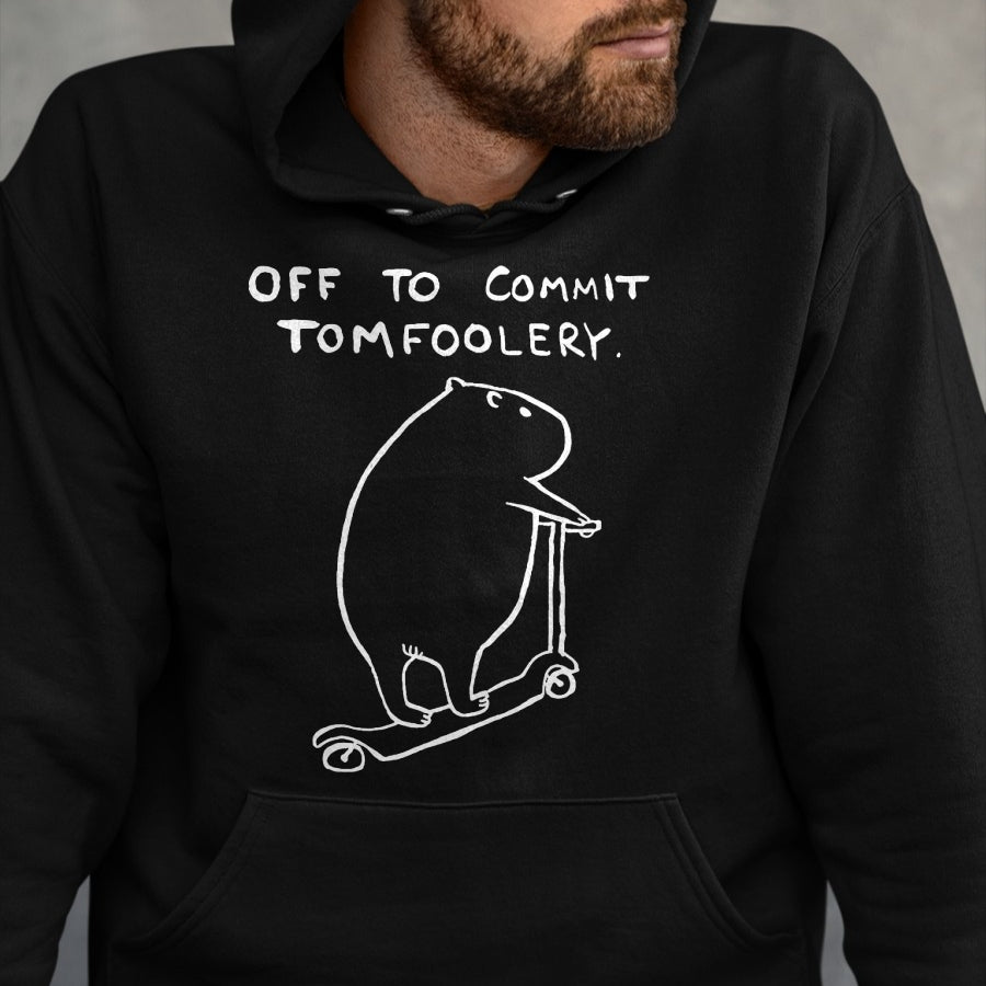 Cute Capybara Shirt, Funny Capybara Unisex T-Shirt/Hoodie/Sweatshirt HLT00 - Capybara Off to Commit Tomfoolery T-Shirt