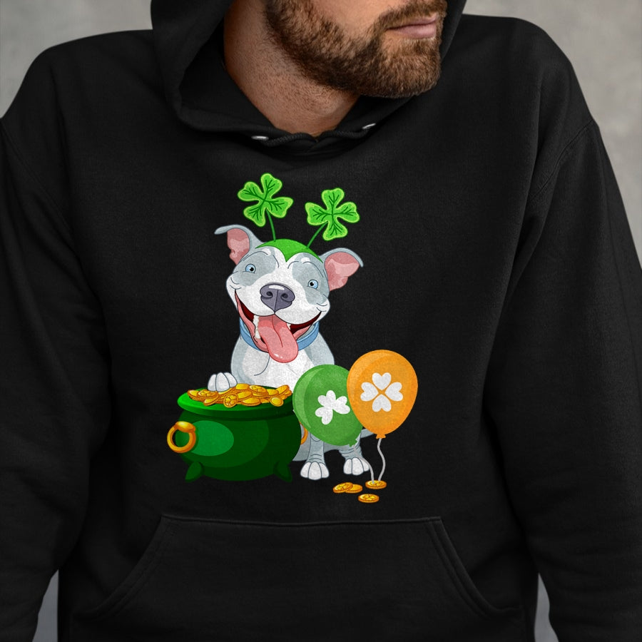 Patrick Day Shirts for Family, Funny Patrick Day shirts, st patrick's day Unisex T-Shirt/Hoodie/Sweatshirt HLT00 - Pitbull Dog Irish Leprechaun Balloon Saint St Patrick Day T-Shirt