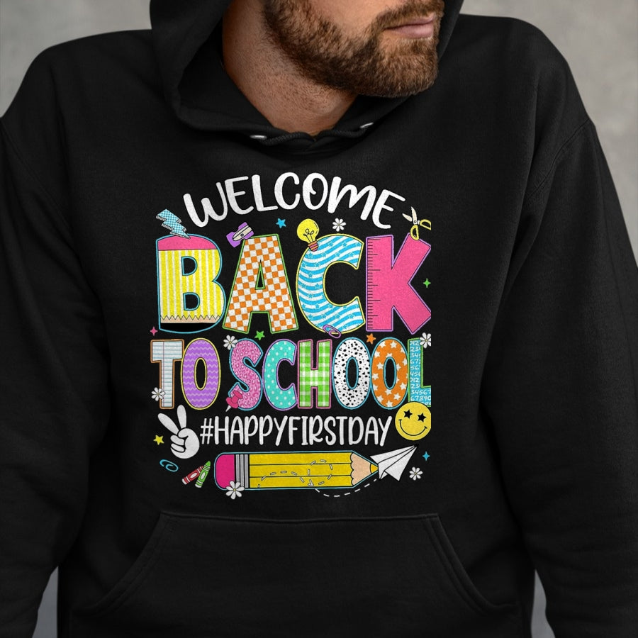Best Student Shirt, Funny Back To School UnisexT-Shirt/Hoodie/Sweatshirt HLT00 - Welcome Back to School Happy First Day of School Teacher Kid T-Shirt, Men, Black, 3X-Large