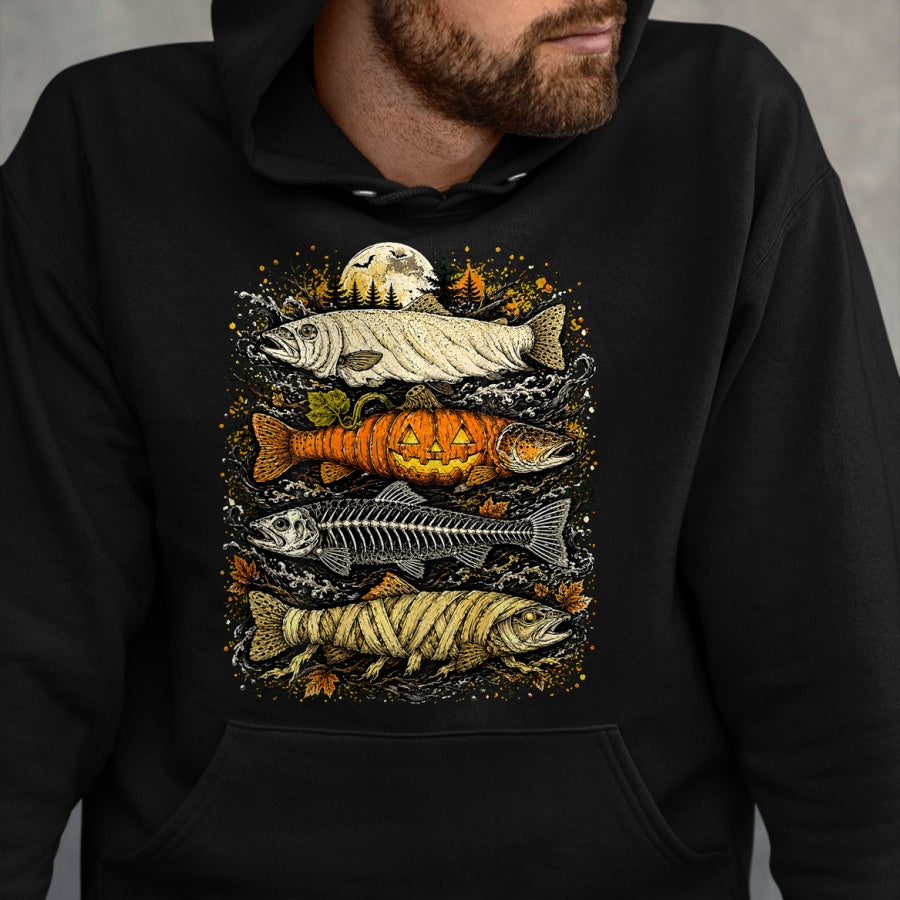 Funny Fishing Shirt, Gift For Fishing Lover Unisex T-Shirt/Hoodie/Sweatshirt HLT00 - Halloween Trout Fish T-Shirt
