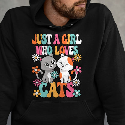 Cat Love Shirt, Funny Cat Lover Gift UnisexT-Shirt/Hoodie/Sweatshirt HLT00 - Just A Girl Who Loves Cats Cute Cat Lover Kitten Girls Kids T-Shirt (1)