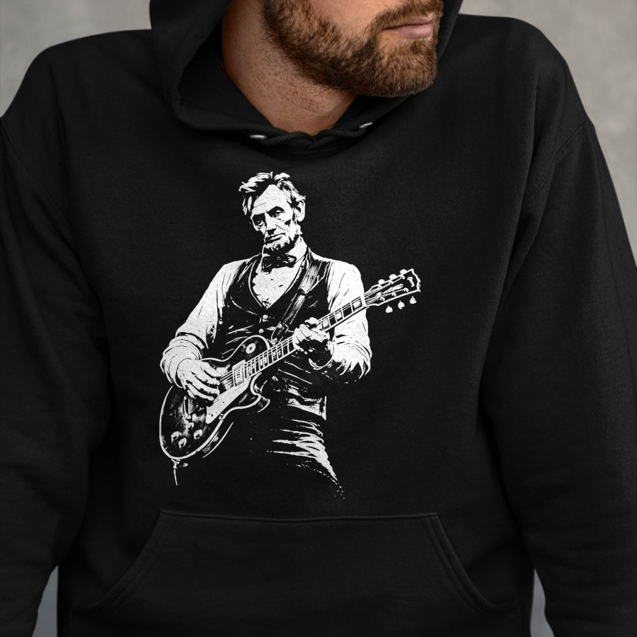 Guitar Lover Shirt, Funny Guitar UnisexT-Shirt/Hoodie/Sweatshirt HLT00 - Retro Vintage Abraham Lincoln Abe Lincoln Playing Guitar Men T-Shirt