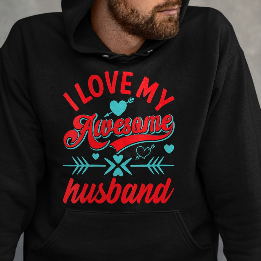 Best Wife Shirt, Wife and Husband Unisex T-Shirt/Hoodie/Sweatshirt HLT00 - Womens I Love My Awesome Husband Womens Husband Anniversary V-Neck T-Shirt