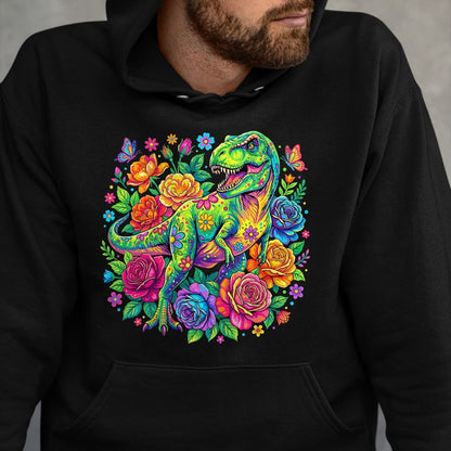 Best Dinosaur Lover Shirt, Funny Dinosaur UnisexT-Shirt/Hoodie/Sweatshirt HLT00 - Colorful Floral T Rex Dinosaur T-Shirt