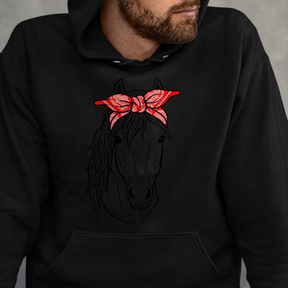 Best Horse Lover Shirt , Funny Horse UnisexT-Shirt/Hoodie/Sweatshirt HLT00 - Funny Horse Lovers Tee  Red Bandana Print for Girls & Women T-Shirt