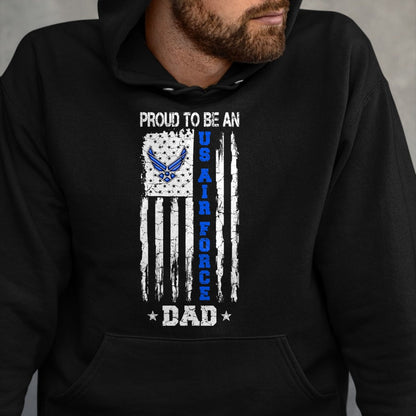 Gift for Dad Shirt, Funny Dad Unisex T-Shirt/Hoodie/Sweatshirt HLT00 – Vintage USA Flag Proud To Be An US Air Force Dad T-Shirt