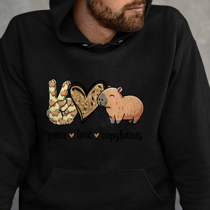 Cute Capybara Shirt, Funny Capybara Unisex T-Shirt/Hoodie/Sweatshirt HLT00 - Kawaii Kids Womens Girls Peace Love Meme Lover Capybara T-Shirt