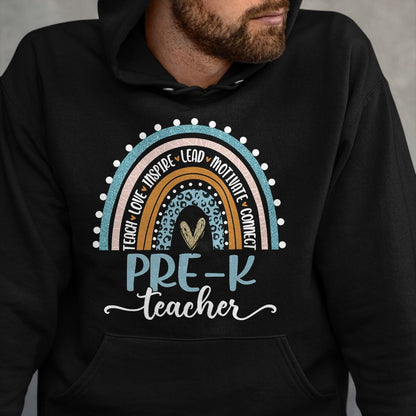 Best Student Shirt, Funny Back To School UnisexT-Shirt/Hoodie/Sweatshirt HLT00 - Pre-K Teacher Leopard Boho Rainbow Back to School T-Shirt