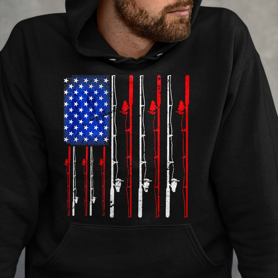 Funny Fishing Shirt, Gift For Fishing Lover Unisex T-Shirt/Hoodie/Sweatshirt HLT00 - Fishing Shirt American Flag Shirt Fishing T-Shirt