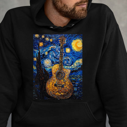 Guitar Lover Shirt, Funny Guitar UnisexT-Shirt/Hoodie/Sweatshirt HLT00 - Acoustic Guitar Van Gogh Starry Night T-Shirt