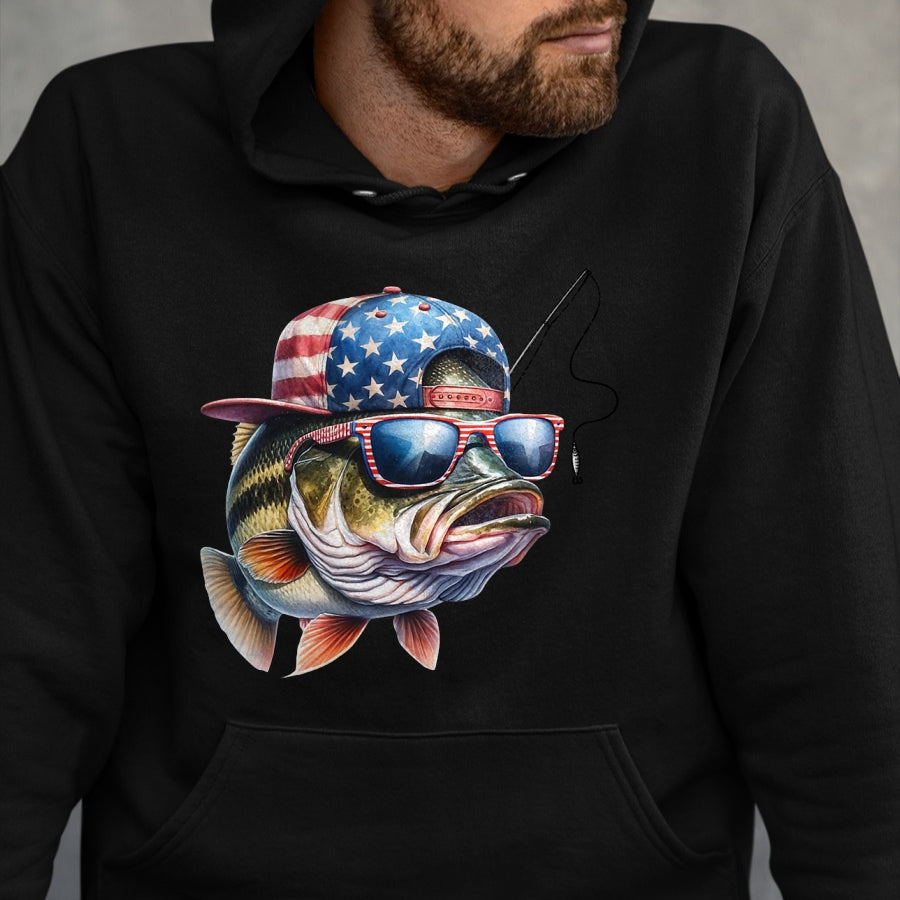 Funny Fishing Shirt, Gift For Fishing Lover Unisex T-Shirt/Hoodie/Sweatshirt HLT00 - American Flag Fishing T-Shirt- Funny Fisherman Gift T-Shirt
