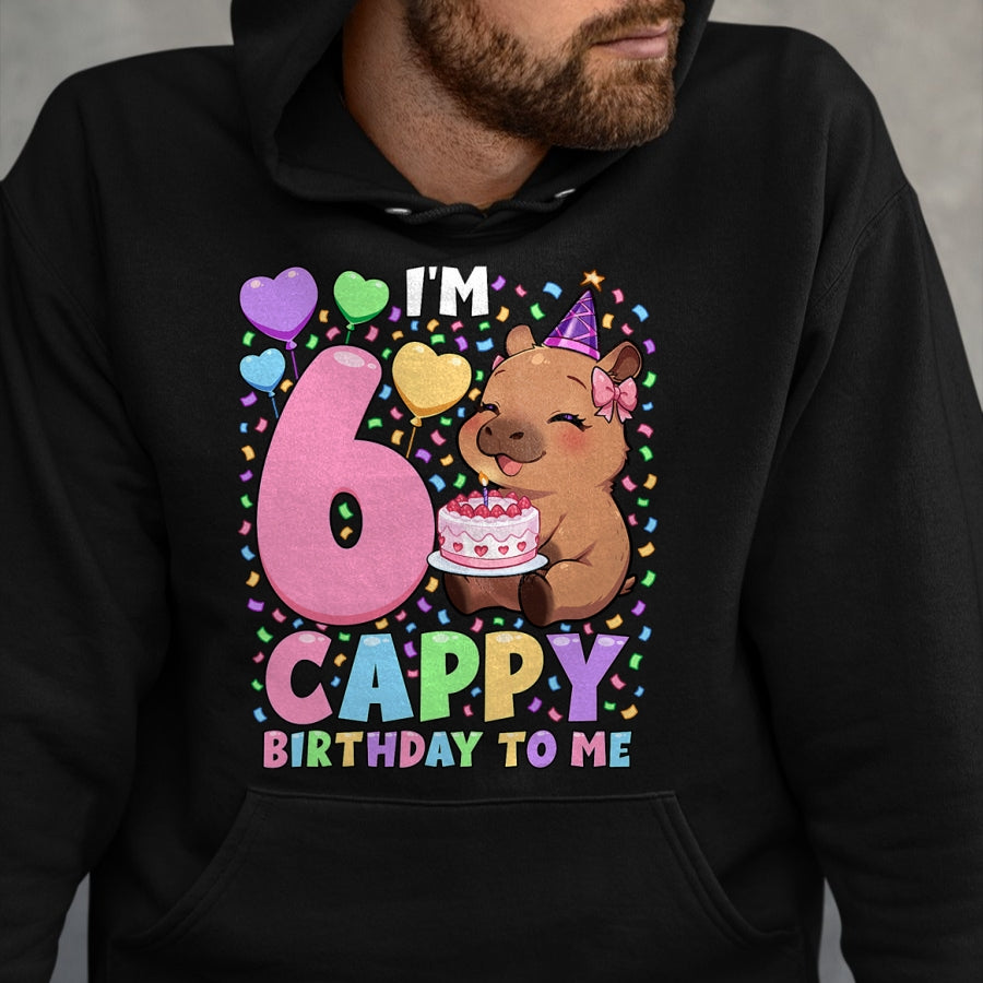 Cute Capybara Shirt, Funny Capybara UnisexT-Shirt/Hoodie/Sweatshirt HLT00 - Capybara Birthday Shirt 6 Kawaii Girl Capybara 6th Birthday T-Shirt
