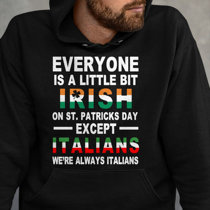 Patrick Day Shirts for Family, Funny Patrick Day shirts, st patrick's day Unisex T-Shirt/Hoodie/Sweatshirt HLT00 - Everyone Is A Little Irish On St Patrick Day Except Italians Pullover Hoodie