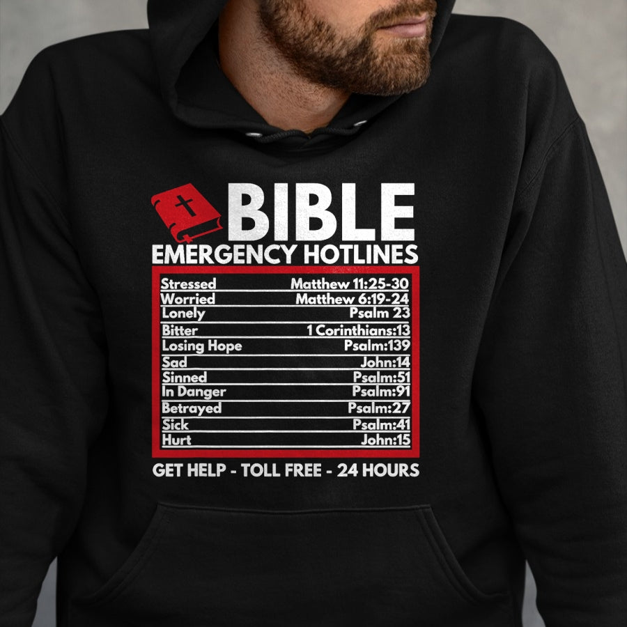 Christian Tee, Christian Faith Unisex T-Shirt/Hoodie/Sweatshirt HLT00 -  Bible Emergency Numbers - Funny Christian Bible & Jesus T-Shirt