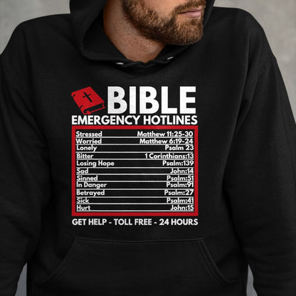 Christian Tee, Christian Faith Unisex T-Shirt/Hoodie/Sweatshirt HLT00 -  Bible Emergency Numbers - Funny Christian Bible & Jesus T-Shirt