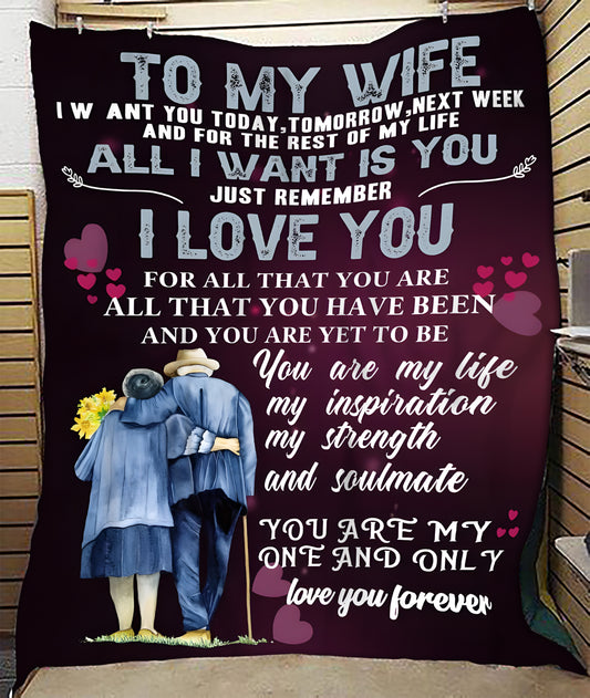 TO MY WIFE - GIFT FROM HUSBAND - Sherpa Fleece Quilt Blanket (SKU26B-01151)