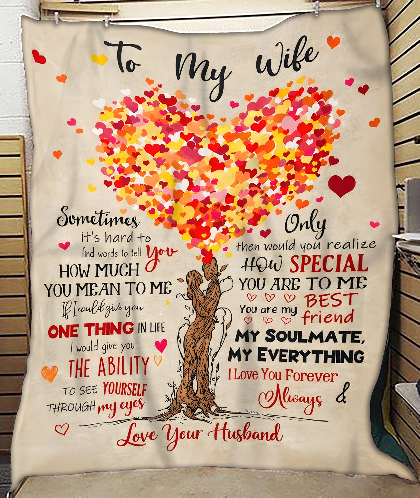 TO MY WIFE - GIFT FROM HUSBAND - Sherpa Fleece Quilt Blanket (SKU26B-01191)