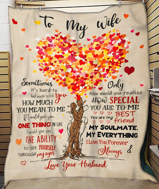 TO MY WIFE - GIFT FROM HUSBAND - Sherpa Fleece Quilt Blanket (SKU26B-01191)