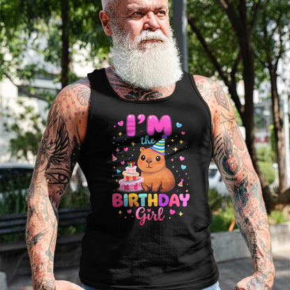 Cute Capybara Shirt, Funny Capybara Unisex T-Shirt/Hoodie/Sweatshirt HLT00 - Capybara I_m The Birthday Girl Cute Capybara Birthday Party T-Shirt