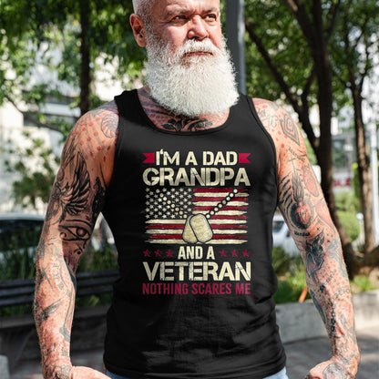 Proud Veteran Shirt, Funny Veteran UnisexT-Shirt/Hoodie/Sweatshirt HLT00 - I_m a Dad Grandpa and a Veteran Nothing Scares me T-Shirt, Men, Navy Blue, 3X-Large