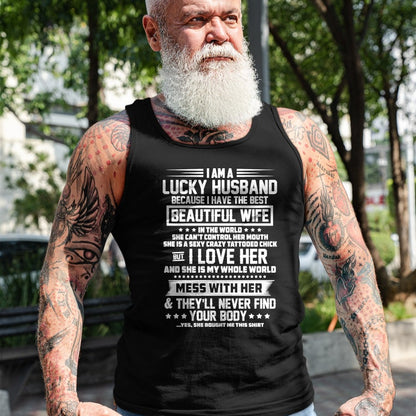 Best Wife Shirt, Wife and Husband Unisex T-Shirt/Hoodie/Sweatshirt HLT00 - Gift for wife T shirt, lucky wife   I am a lucky husband because i have the best beautiful wife Pull