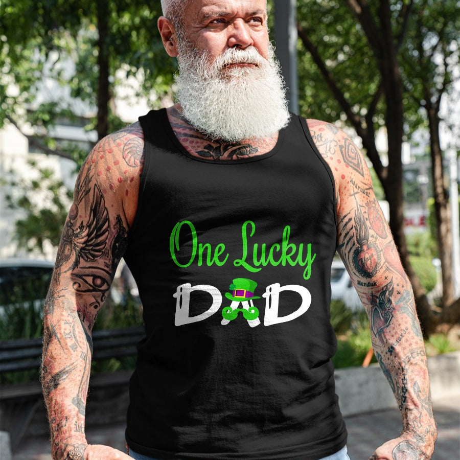 Gift for Dad Shirt, Funny Dad Unisex T-Shirt/Hoodie/Sweatshirt HLT00 – One Lucky Dad St. Patrick`s Day T-Shirt