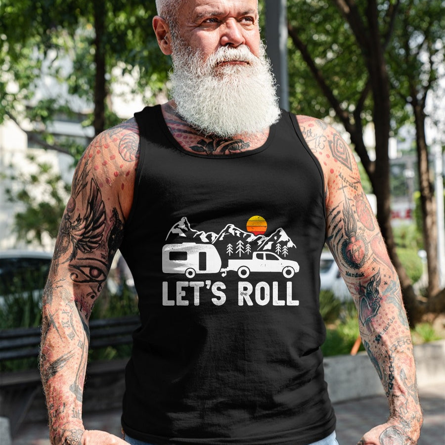 Funny Camping Shirt, Gift For Camping Lover Unisex T-Shirt/Hoodie/Sweatshirt HLT00 - Let_s Roll Caravan Camping Trailer Mountains Camper T-Shirt