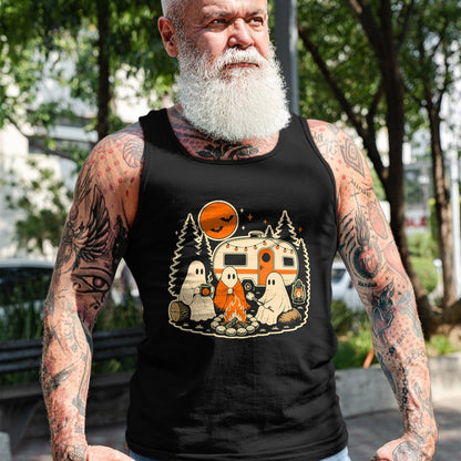 Funny Camping Shirt, Gift For Camping Lover Unisex T-Shirt/Hoodie/Sweatshirt HLT00 - Halloween Camping Ghost Camper Vintage Style T-Shirt