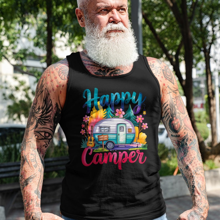 Funny Camping Shirt, Gift For Camping Lover Unisex T-Shirt/Hoodie/Sweatshirt HLT00 - Funny Happy Camper Camping Apparel Trailer RV Kids Women T-Shirt