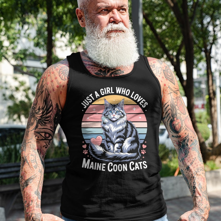 Cat Love Shirt, Funny Cat Lover Gift UnisexT-Shirt/Hoodie/Sweatshirt HLT00 - Just a Girl who Loves Maine Coon Cats T-Shirt