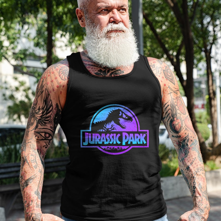 Best Dinosaur Lover Shirt, Funny Dinosaur UnisexT-Shirt/Hoodie/Sweatshirt HLT00 - Jurassic Park Blue & Purple Fossil Logo Graphic Short Sleeve T-Shirt