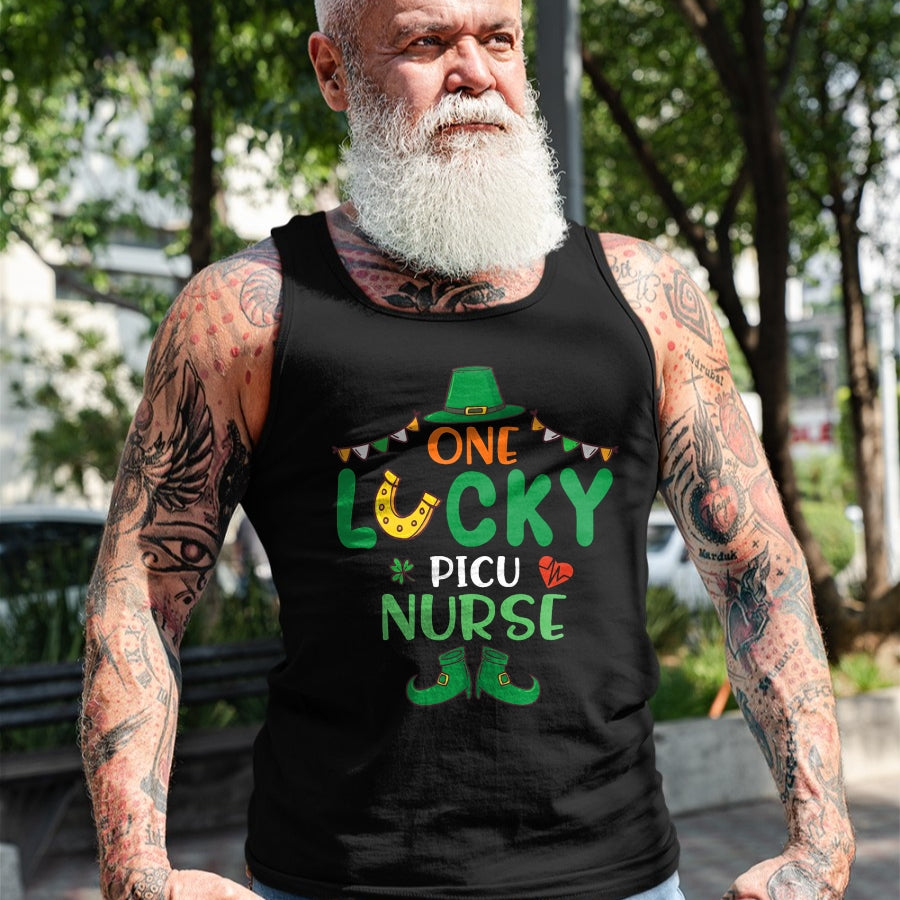Patrick Day Shirts for Family, Funny Patrick Day shirts, st patrick's day Unisex T-Shirt/Hoodie/Sweatshirt HLT00 - Leprechaun Happy Saint Patrick Day One Lucky PICU Nurse T-Shirt