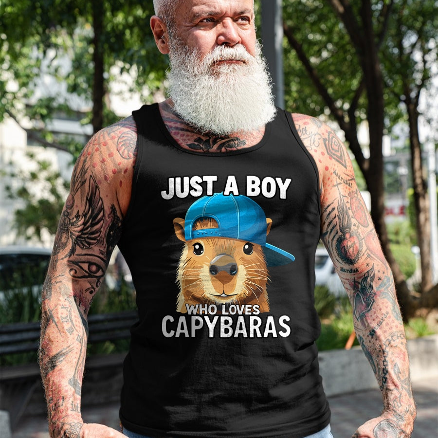 Cute Capybara Shirt, Funny Capybara Unisex T-Shirt/Hoodie/Sweatshirt HLT00 - Just A Boy Who Loves Capybaras T-Shirt