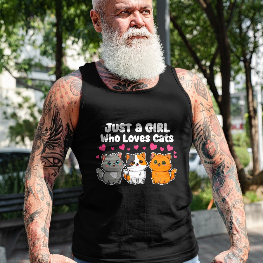 Cat Love Shirt, Funny Cat Lover Gift UnisexT-Shirt/Hoodie/Sweatshirt HLT00 - Just a Girl Who Loves Cats Cute Kittens T-Shirt