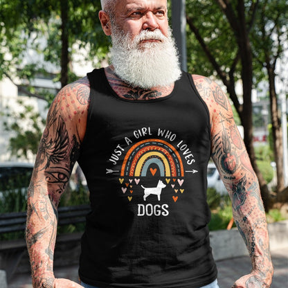 Dog Love Shirt, Dog Lover Gift T-Shirt/Hoodie/Sweatshirt HLT00 - Just A Girl Who Loves Dogs Rainbow Gifts For Dog Lover Women T-Shirt (1)