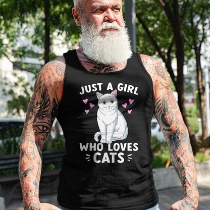 Cat Love Shirt, Funny Cat Lover Gift UnisexT-Shirt/Hoodie/Sweatshirt HLT00 - Just A Girl Who Loves Cats Cute Cat Lover Girls Women T-Shirt