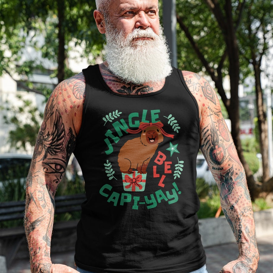 Cute Capybara Shirt, Funny Capybara Unisex T-Shirt/Hoodie/Sweatshirt HLT00 - Festive Capybara Long Sleeve T-Shirt