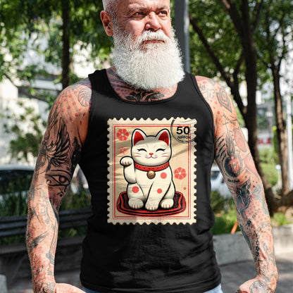Cat Love Shirt, Funny Cat Lover Gift UnisexT-Shirt/Hoodie/Sweatshirt HLT00 - Maneki Neko Japanese Kawaii Lucky Cat Stamp Retro Aesthetic T-Shirt (1)