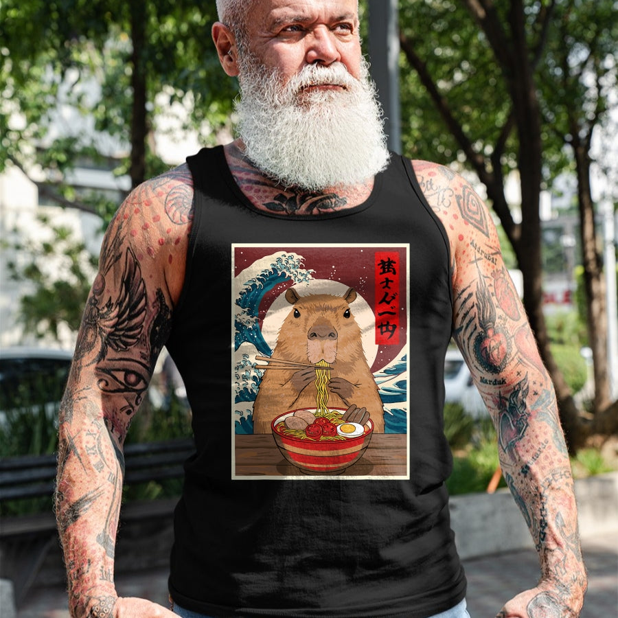 Cute Capybara Shirt, Funny Capybara Unisex T-Shirt/Hoodie/Sweatshirt HLT00 - Capybara Ramen Japanese Funny Graphic Tee Kawaii Anime Gifts T-Shirt