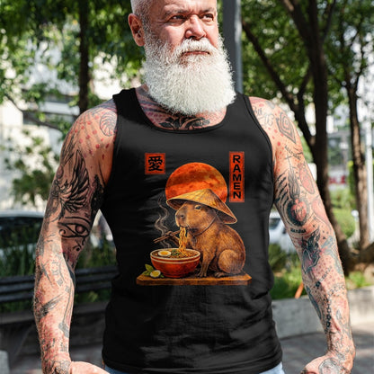 Cute Capybara Shirt, Funny Capybara Unisex T-Shirt/Hoodie/Sweatshirt HLT00 - Capybara Ramen Japanese Art Funny Anime Graphic Tee Kawaii T-Shirt, Men, Black, 3X-Large