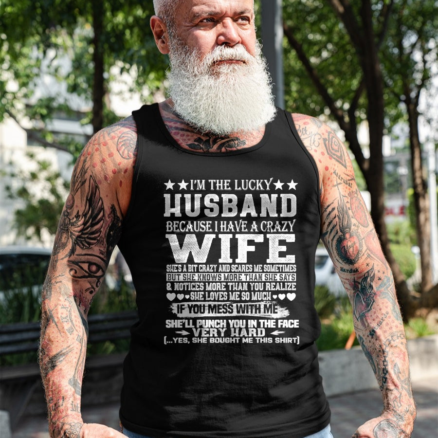 Best Wife Shirt, Wife and Husband Unisex T-Shirt/Hoodie/Sweatshirt HLT00 - Gift for wife T shirt, lucky wife   im a lucky wife i have a crazy husband t shirt - Valentines T-Sh