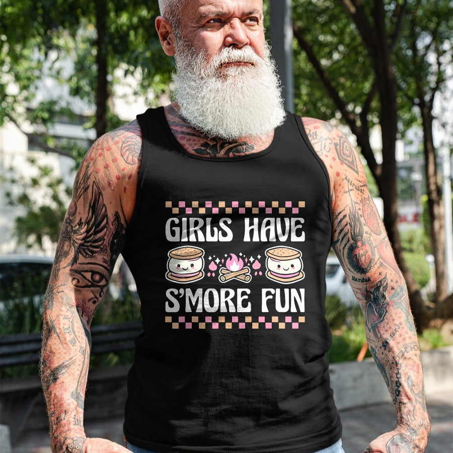 Funny Camping Shirt, Gift For Camping Lover Unisex T-Shirt/Hoodie/Sweatshirt HLT00 - Girls Have Smore Fun Camping Friends Camp Women Girl Kids T-Shirt