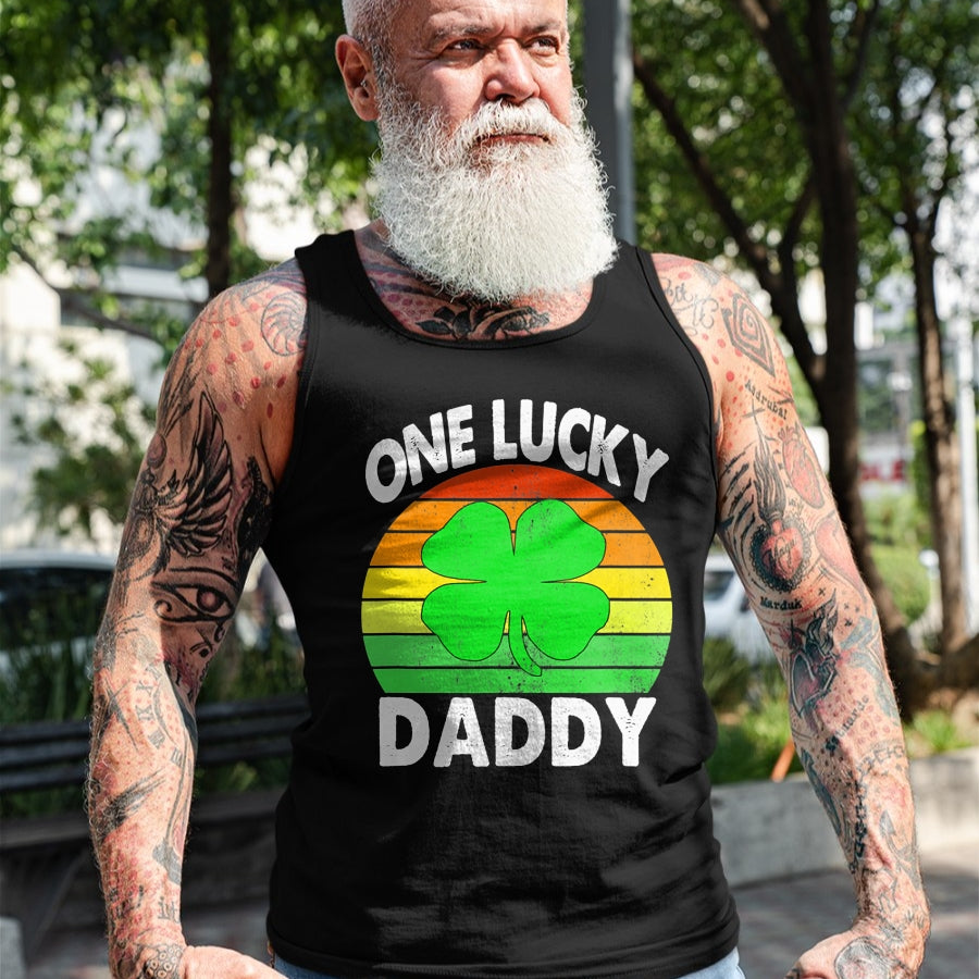 Gift for Dad Shirt, Funny Dad Unisex T-Shirt/Hoodie/Sweatshirt HLT00 – One Lucky Dad Funny Father Irish Clovers St Patrick_s Day T-Shirt