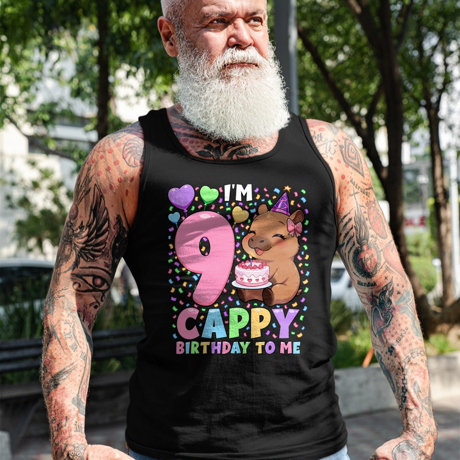 Cute Capybara Shirt, Funny Capybara UnisexT-Shirt/Hoodie/Sweatshirt HLT00 - Capybara Birthday Shirt 9 Kawaii Girl Capybara 9th Birthday T-Shirt